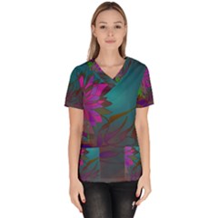 Evening Bloom Women s V-neck Scrub Top by LW323