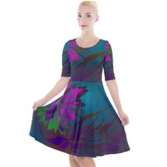 Evening Bloom Quarter Sleeve A-line Dress by LW323