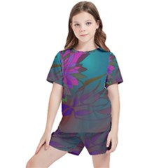 Evening Bloom Kids  Tee And Sports Shorts Set