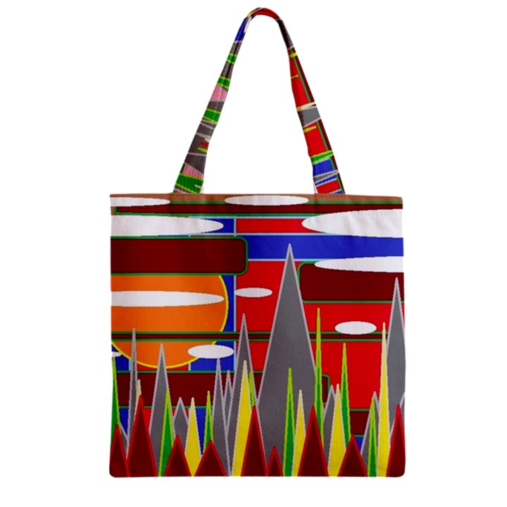 Forrest Sunset Zipper Grocery Tote Bag