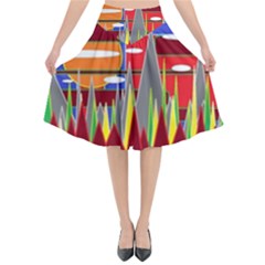 Forrest Sunset Flared Midi Skirt by LW323