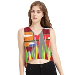 Forrest Sunset V-neck Cropped Tank Top