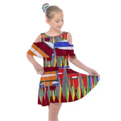 Forrest Sunset Kids  Shoulder Cutout Chiffon Dress by LW323