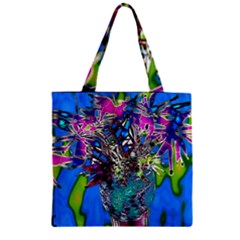 Exotic Flowers In Vase Zipper Grocery Tote Bag by LW323