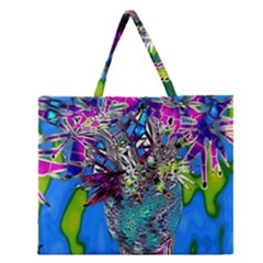 Exotic Flowers In Vase Zipper Large Tote Bag by LW323