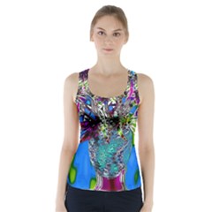 Exotic Flowers In Vase Racer Back Sports Top by LW323