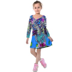 Exotic Flowers In Vase Kids  Long Sleeve Velvet Dress by LW323