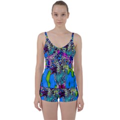 Exotic Flowers In Vase Tie Front Two Piece Tankini by LW323