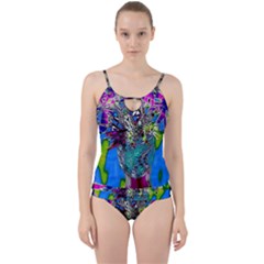 Exotic Flowers In Vase Cut Out Top Tankini Set by LW323