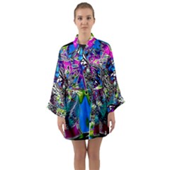 Exotic Flowers In Vase Long Sleeve Satin Kimono by LW323