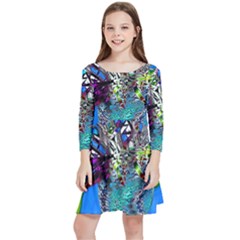 Exotic Flowers In Vase Kids  Quarter Sleeve Skater Dress