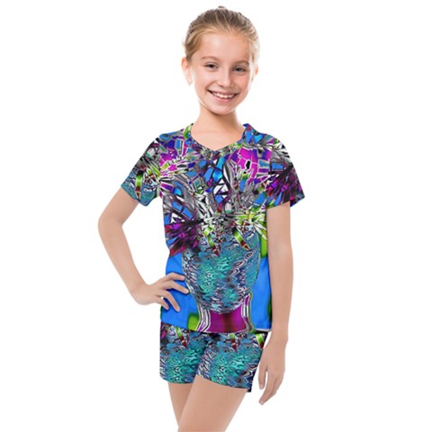 Exotic Flowers In Vase Kids  Mesh Tee And Shorts Set by LW323