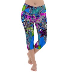 Exotic Flowers In Vase Lightweight Velour Capri Yoga Leggings by LW323