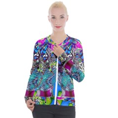 Exotic Flowers In Vase Casual Zip Up Jacket by LW323