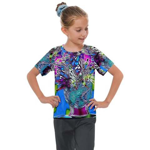 Exotic Flowers In Vase Kids  Mesh Piece Tee by LW323