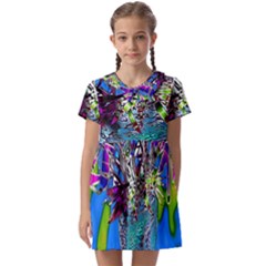 Exotic Flowers In Vase Kids  Asymmetric Collar Dress