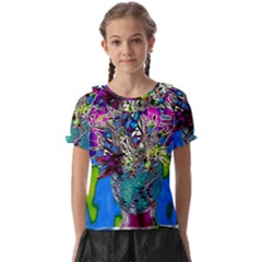 Exotic Flowers In Vase Kids  Frill Chiffon Blouse by LW323