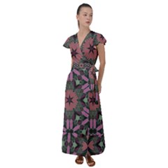 Tropical Island Flutter Sleeve Maxi Dress by LW323