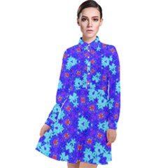 Blueberry Long Sleeve Chiffon Shirt Dress by LW323