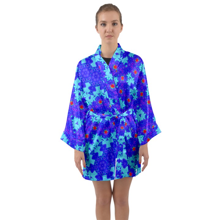 Blueberry Long Sleeve Satin Kimono