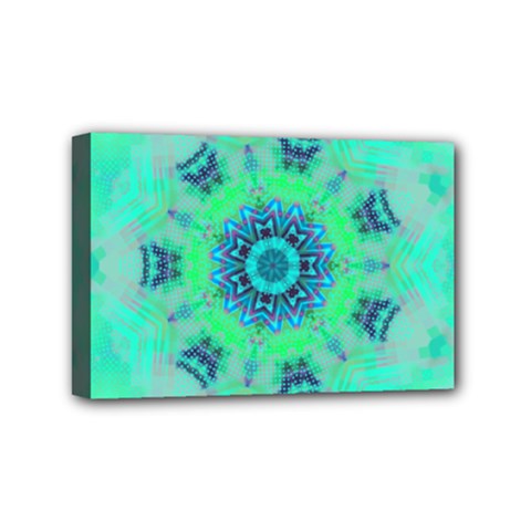 Blue Green  Twist Mini Canvas 6  X 4  (stretched) by LW323