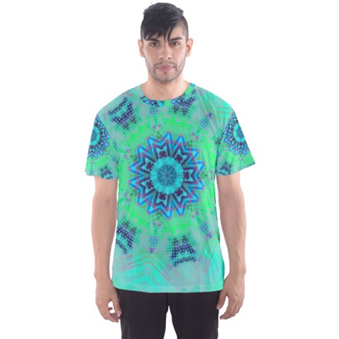 Blue Green  Twist Men s Sport Mesh Tee by LW323