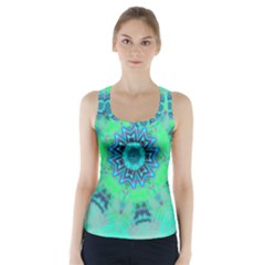 Blue Green  Twist Racer Back Sports Top by LW323