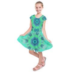 Blue Green  Twist Kids  Short Sleeve Dress by LW323