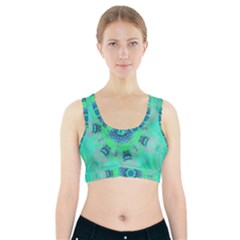 Blue Green  Twist Sports Bra With Pocket by LW323