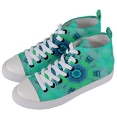 Blue Green  Twist Women s Mid-top Canvas Sneakers by LW323