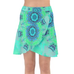 Blue Green  Twist Wrap Front Skirt by LW323