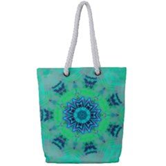 Blue Green  Twist Full Print Rope Handle Tote (small) by LW323