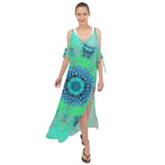 Blue Green  Twist Maxi Chiffon Cover Up Dress by LW323