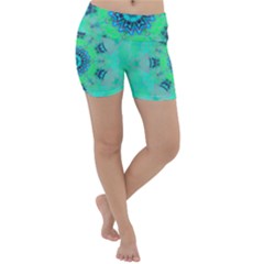 Blue Green  Twist Lightweight Velour Yoga Shorts by LW323