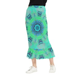 Blue Green  Twist Maxi Fishtail Chiffon Skirt