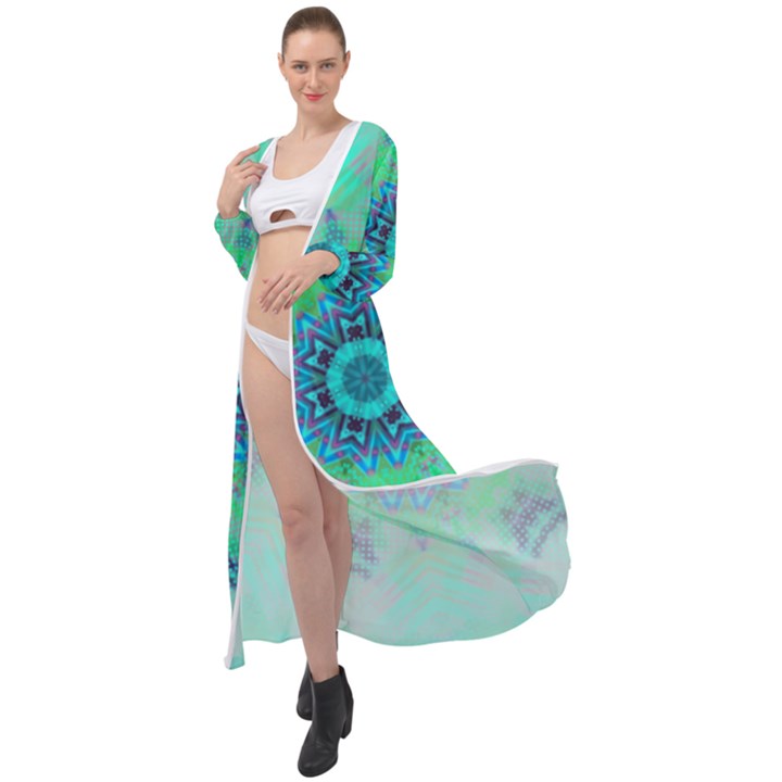 Blue green  Twist Maxi Chiffon Beach Wrap