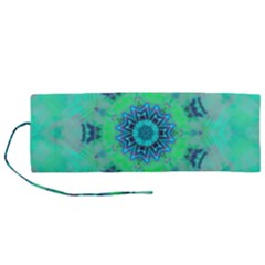 Blue Green  Twist Roll Up Canvas Pencil Holder (m) by LW323