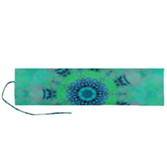 Blue Green  Twist Roll Up Canvas Pencil Holder (l) by LW323