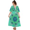 Blue green  Twist Kimono Sleeve Boho Dress View2