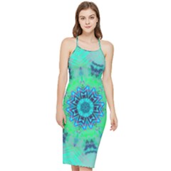 Blue Green  Twist Bodycon Cross Back Summer Dress