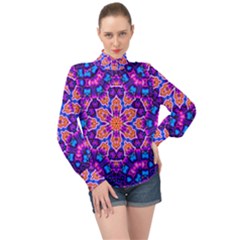 Glory Light High Neck Long Sleeve Chiffon Top