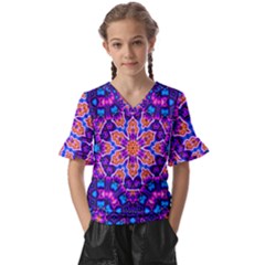 Glory Light Kids  V-neck Horn Sleeve Blouse