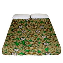 Florals In The Green Season In Perfect  Ornate Calm Harmony Fitted Sheet (queen Size) by pepitasart