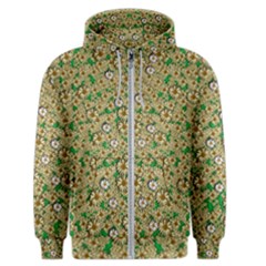 Florals In The Green Season In Perfect  Ornate Calm Harmony Men s Zipper Hoodie by pepitasart