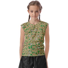 Florals In The Green Season In Perfect  Ornate Calm Harmony Kids  Raglan Cap Sleeve Tee