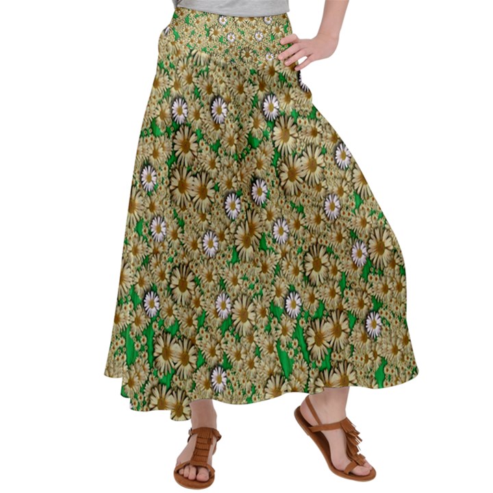 Florals In The Green Season In Perfect  Ornate Calm Harmony Satin Palazzo Pants