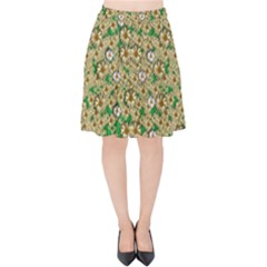 Florals In The Green Season In Perfect  Ornate Calm Harmony Velvet High Waist Skirt by pepitasart