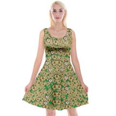 Florals In The Green Season In Perfect  Ornate Calm Harmony Reversible Velvet Sleeveless Dress by pepitasart