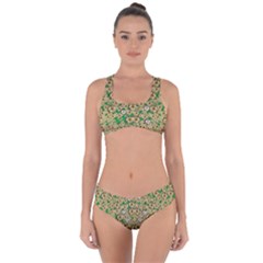 Florals In The Green Season In Perfect  Ornate Calm Harmony Criss Cross Bikini Set by pepitasart