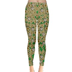 Florals In The Green Season In Perfect  Ornate Calm Harmony Inside Out Leggings by pepitasart